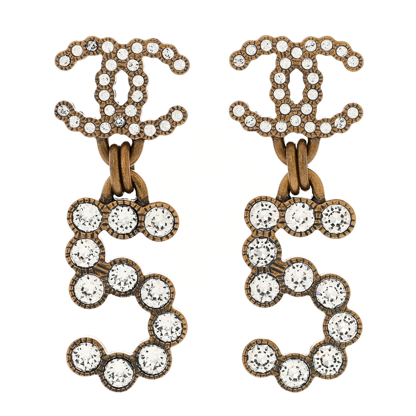 Metal Crystal City of Lights No 5 Drop Earrings Gold