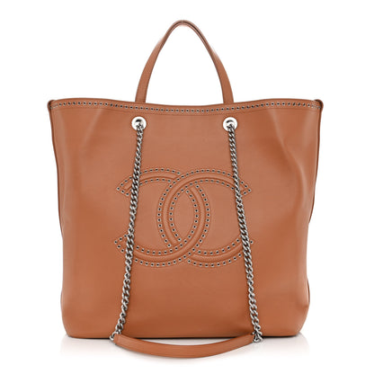 Chanel Calfskin Large Coco Eyelets Shopping Tote Camel 1 of 11