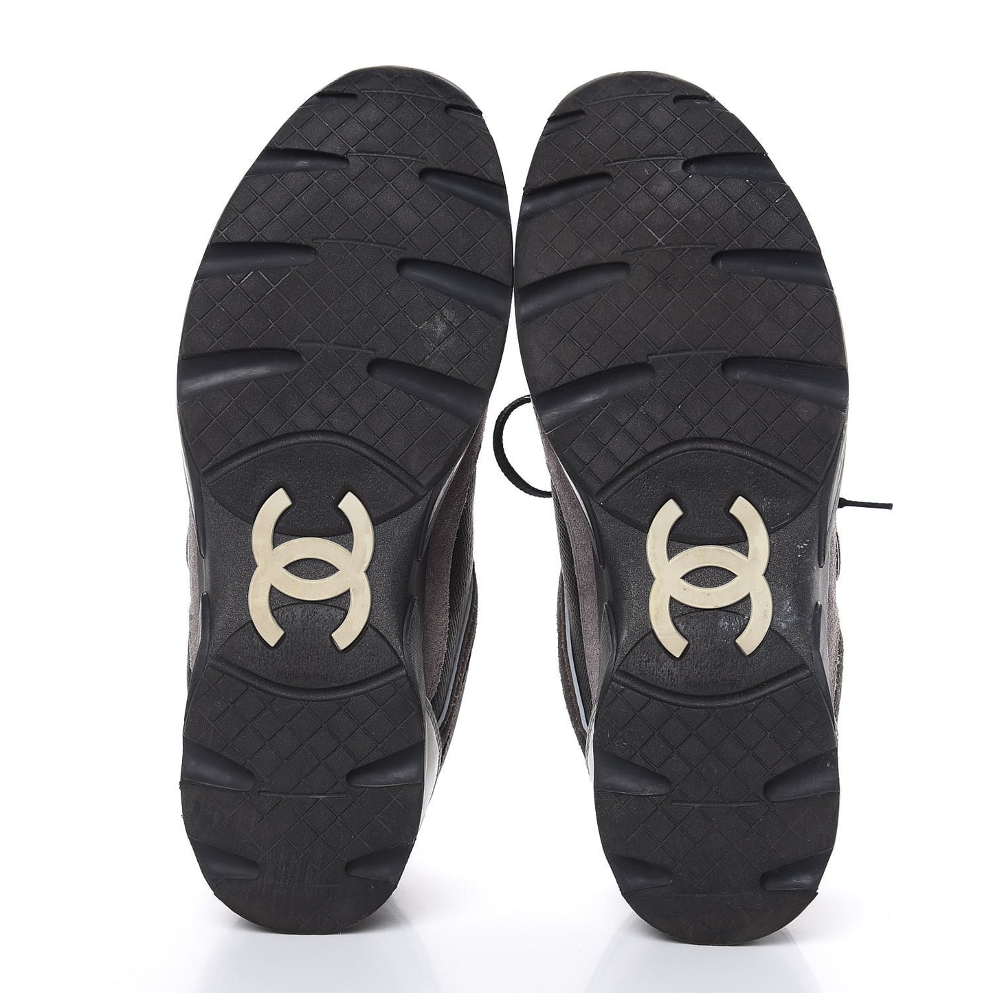Suede Calfskin CC Sneakers 39 Black Grey