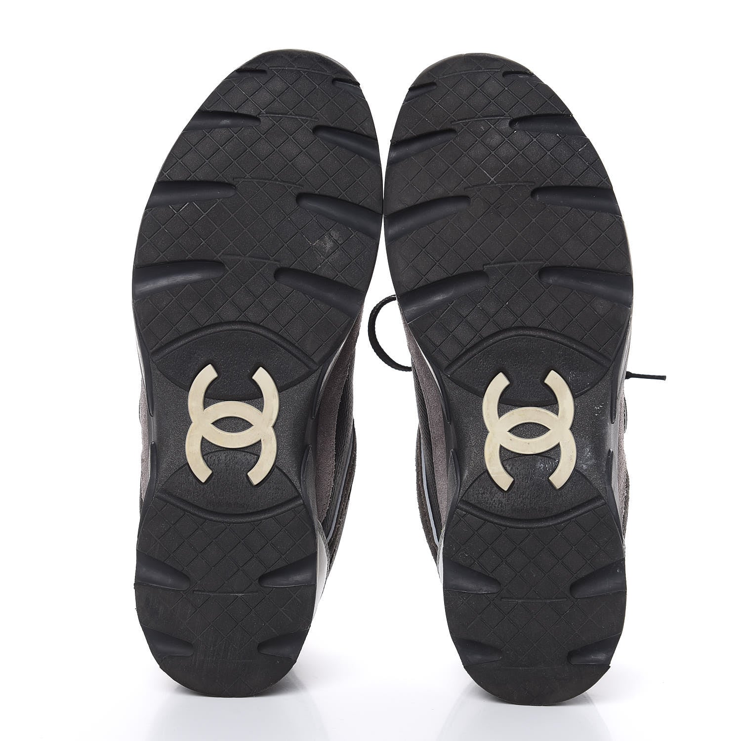Chanel Suede Calfskin CC Sneakers 39 Black Grey 5 of 11