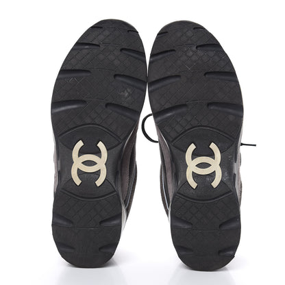 Chanel Suede Calfskin CC Sneakers 39 Black Grey 5 of 11