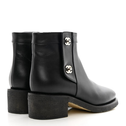 Chanel Calfskin CC Turnlock Ankle Boots 38 Black 4 of 12