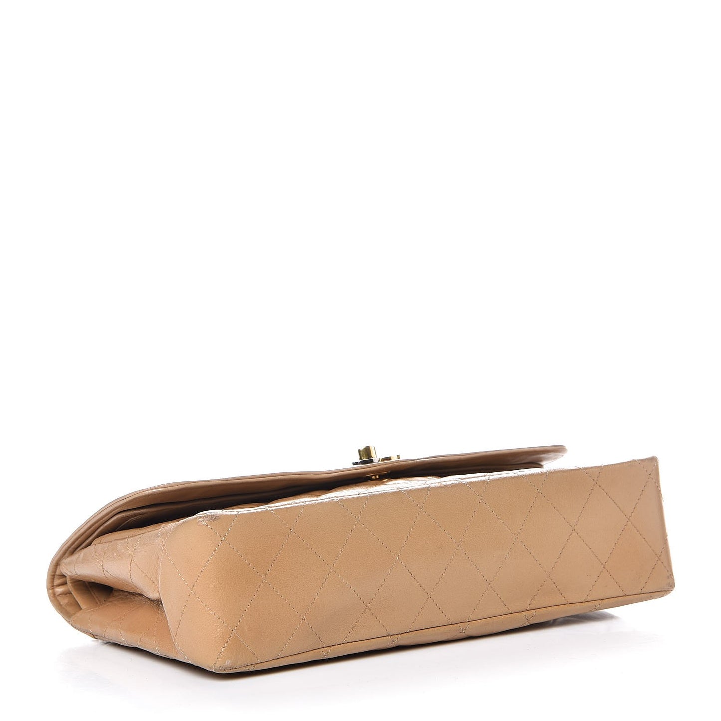 Lambskin Quilted Medium Single Flap Beige