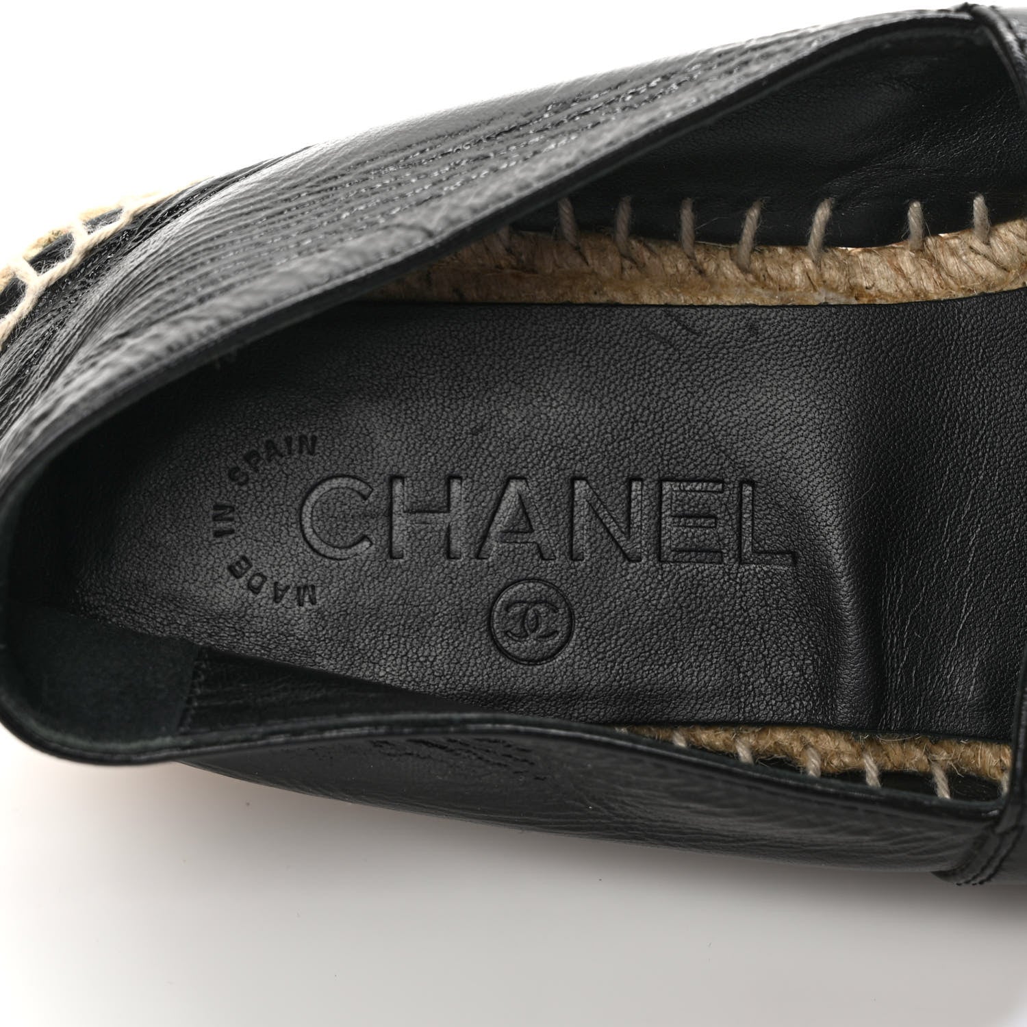 Chanel Patent Calfskin Crystal CC Espadrilles 36 Black 5 of 8