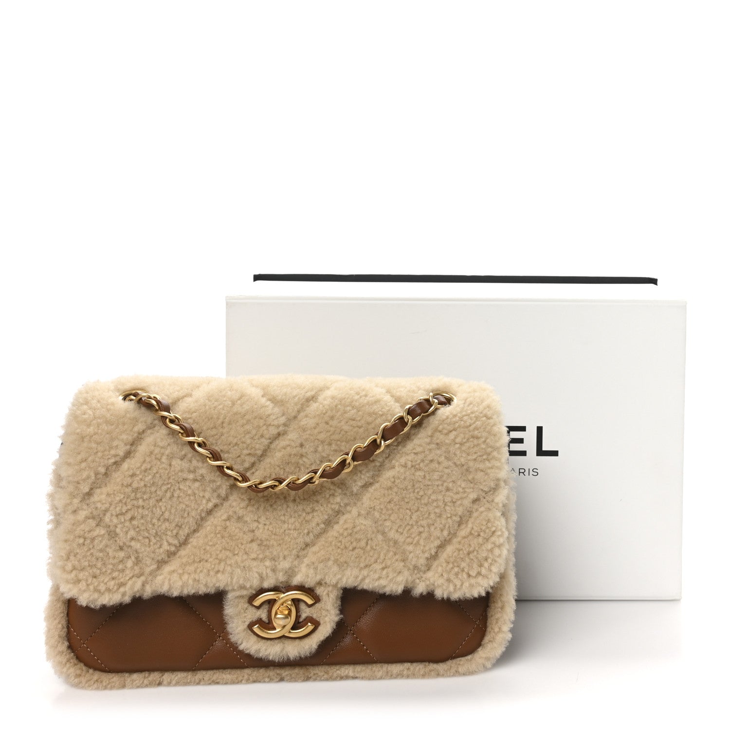 Chanel Shearling Lambskin Quilted Furry Coco Flap Beige Brown 11 of 11