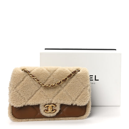 Chanel Shearling Lambskin Quilted Furry Coco Flap Beige Brown 11 of 11