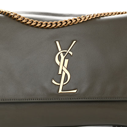 Saint Laurent Smooth Calfskin Suede Medium Reversible Monogram Kate Satchel Olive 11 of 18