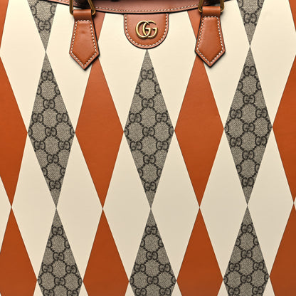 Gucci GG Supreme Monogram Boarded Dyana Calfskin Rhombus Print Studded Maxi Diana Tote Bag Beige Ebony Mystic White Hazel Brown Black 8 of 10