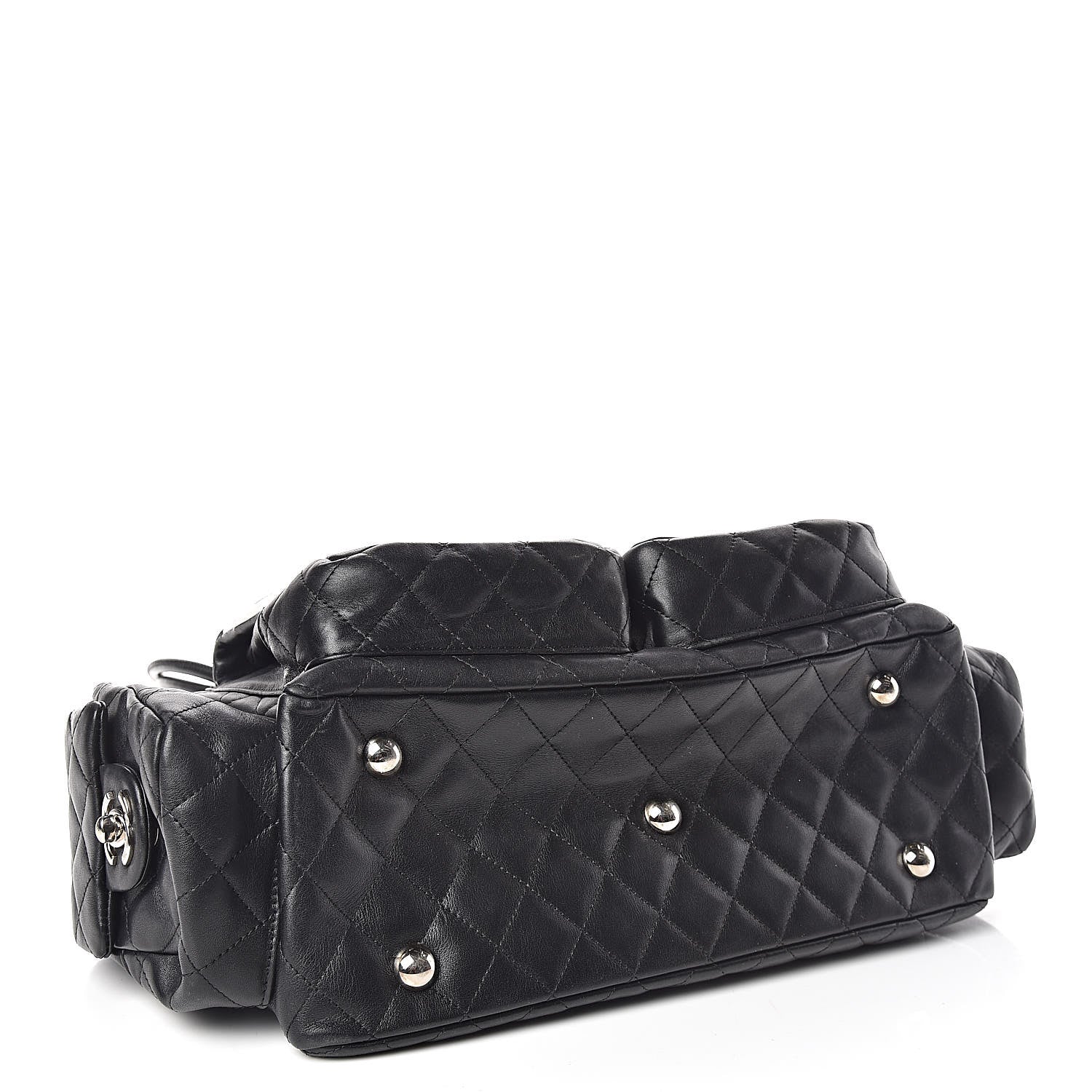 Chanel Calfskin Quilted Large Cambon Multipocket Reporter Black White 4 of 18
