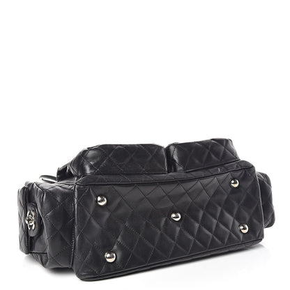 Chanel Calfskin Quilted Large Cambon Multipocket Reporter Black White 4 of 18