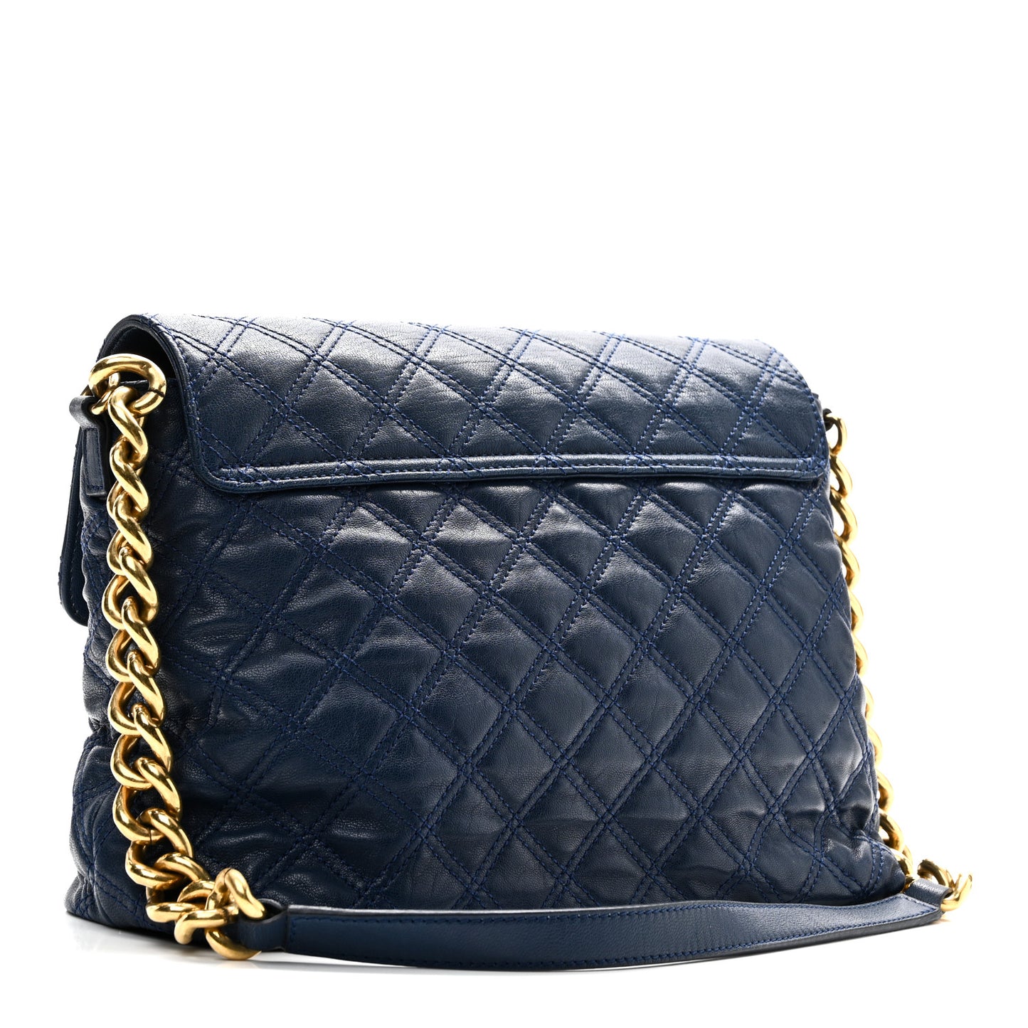 Lambskin Quilted The XL Single Flap Navy