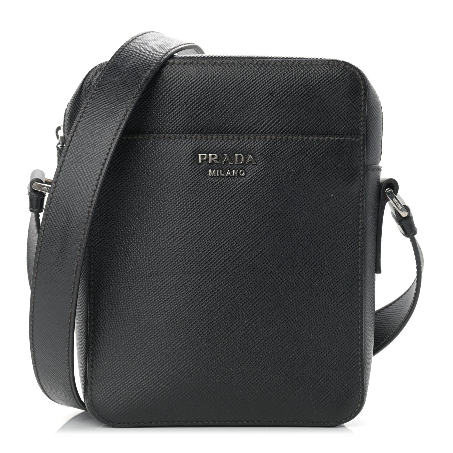 Prada Saffiano Flat Messenger Bag Black 1 of 11