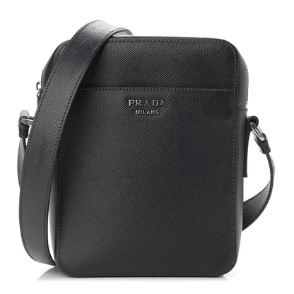 Prada Saffiano Flat Messenger Bag Black 1 of 11