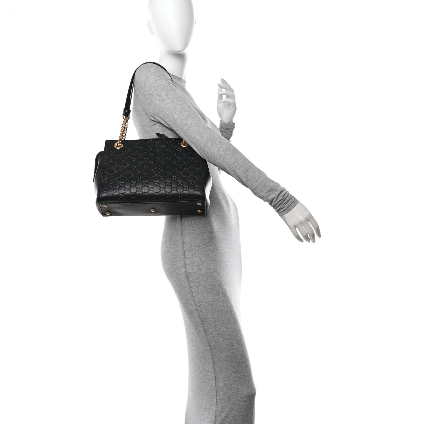 Guccissima Signature Medium Shoulder Tote Bag Black