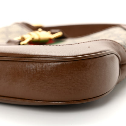 Gucci GG Supreme Monogram Azalea Calfskin Web Small Jackie 1961 Hobo Beige Ebony Brown Sugar 9 of 15