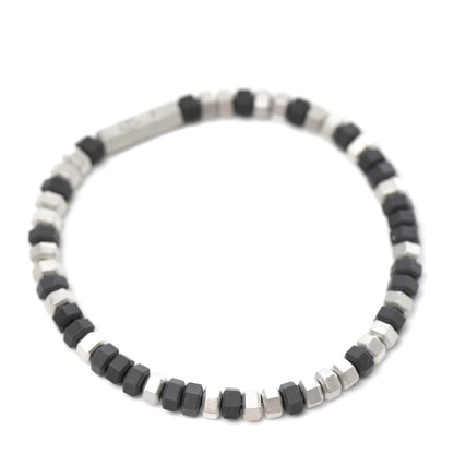 David Yurman Sterling Silver Rubber Mens Hex Bead Bracelet Grey 1 of 6