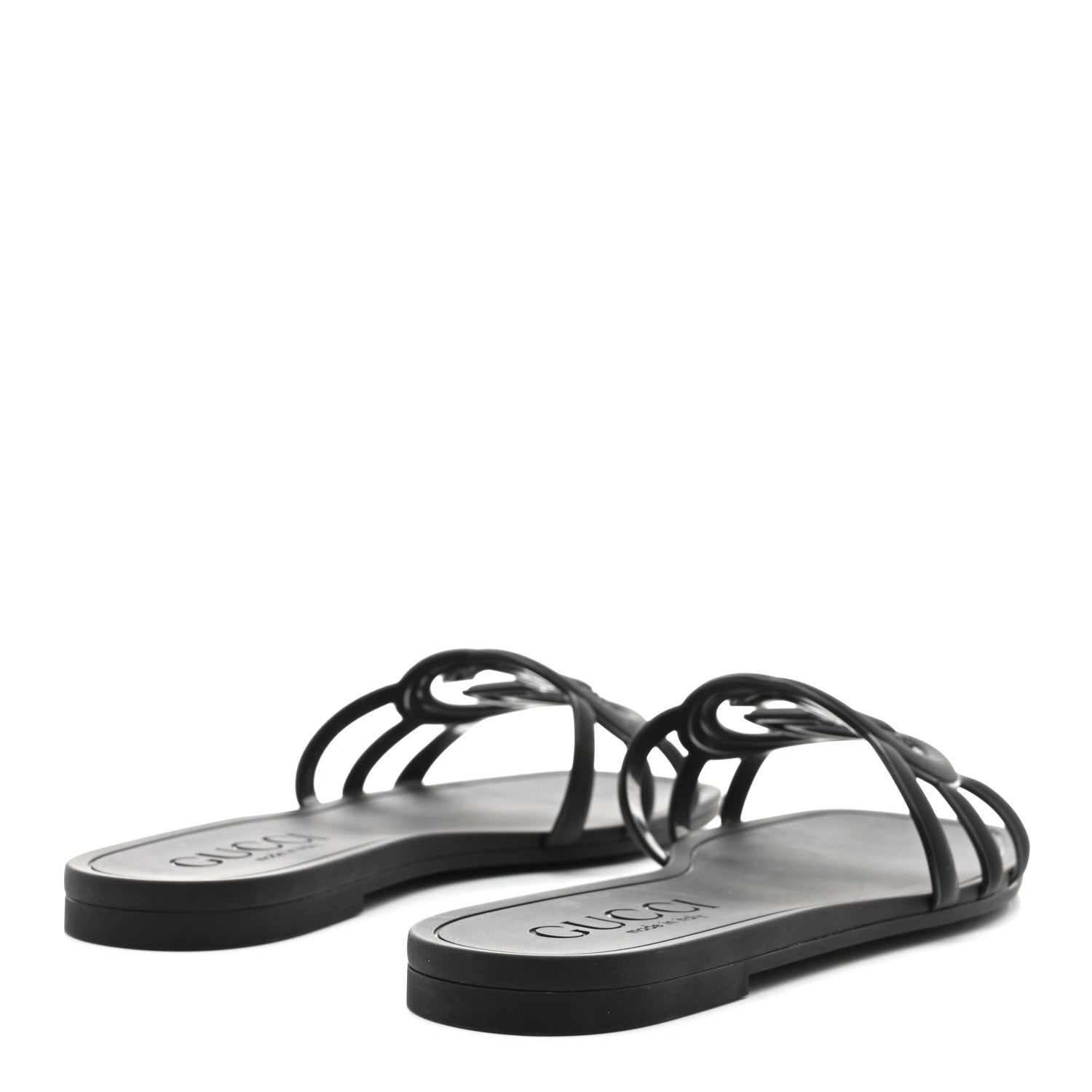 Gucci Rubber Womens Interlocking G Slide Sandals 39 Black 5 of 9
