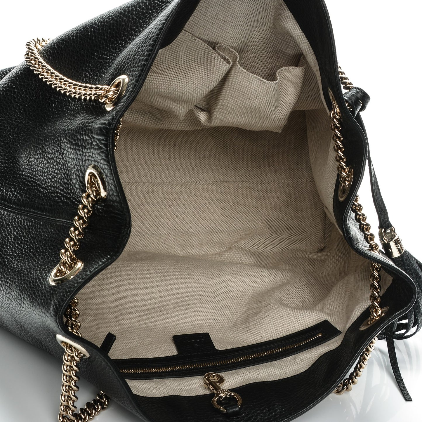 Pebbled Calfskin Large Soho Chain Shoulder Bag Black