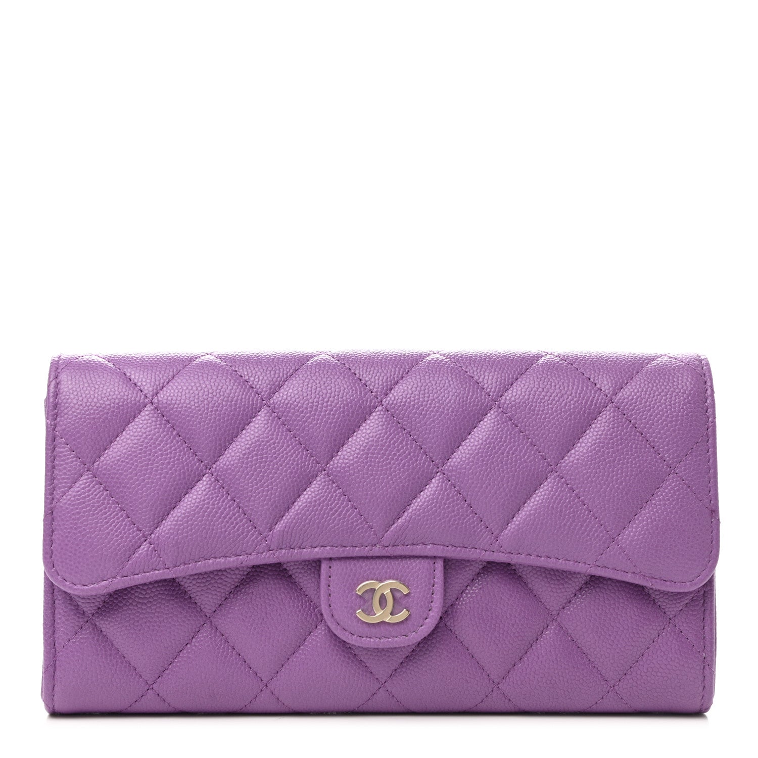 Chanel Caviar Quilted Large Flap Wallet Purple 1 of 9