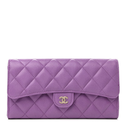 Chanel Caviar Quilted Large Flap Wallet Purple 1 of 9