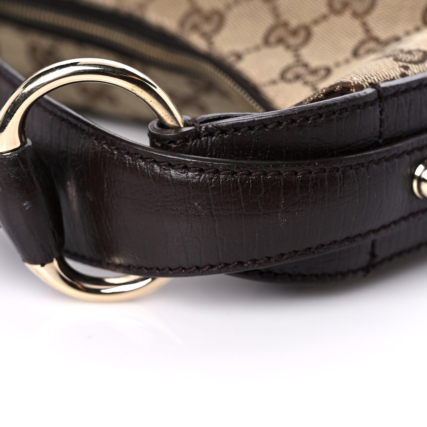 Monogram Medium Horsebit Chain Hobo Dark Brown