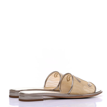 Chanel Glitter Mesh Patent Calfskin CC Sandal Mule 37 Gold 4 of 11
