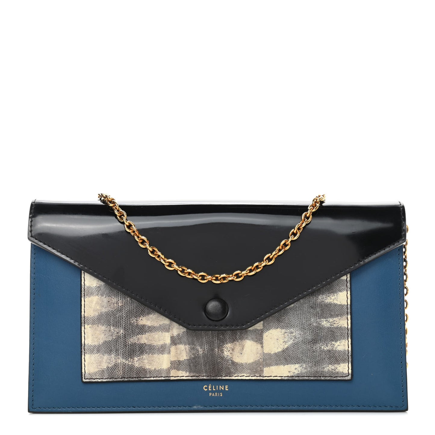 Smooth Calfskin Lizard Clutch On A Chain Deepsea