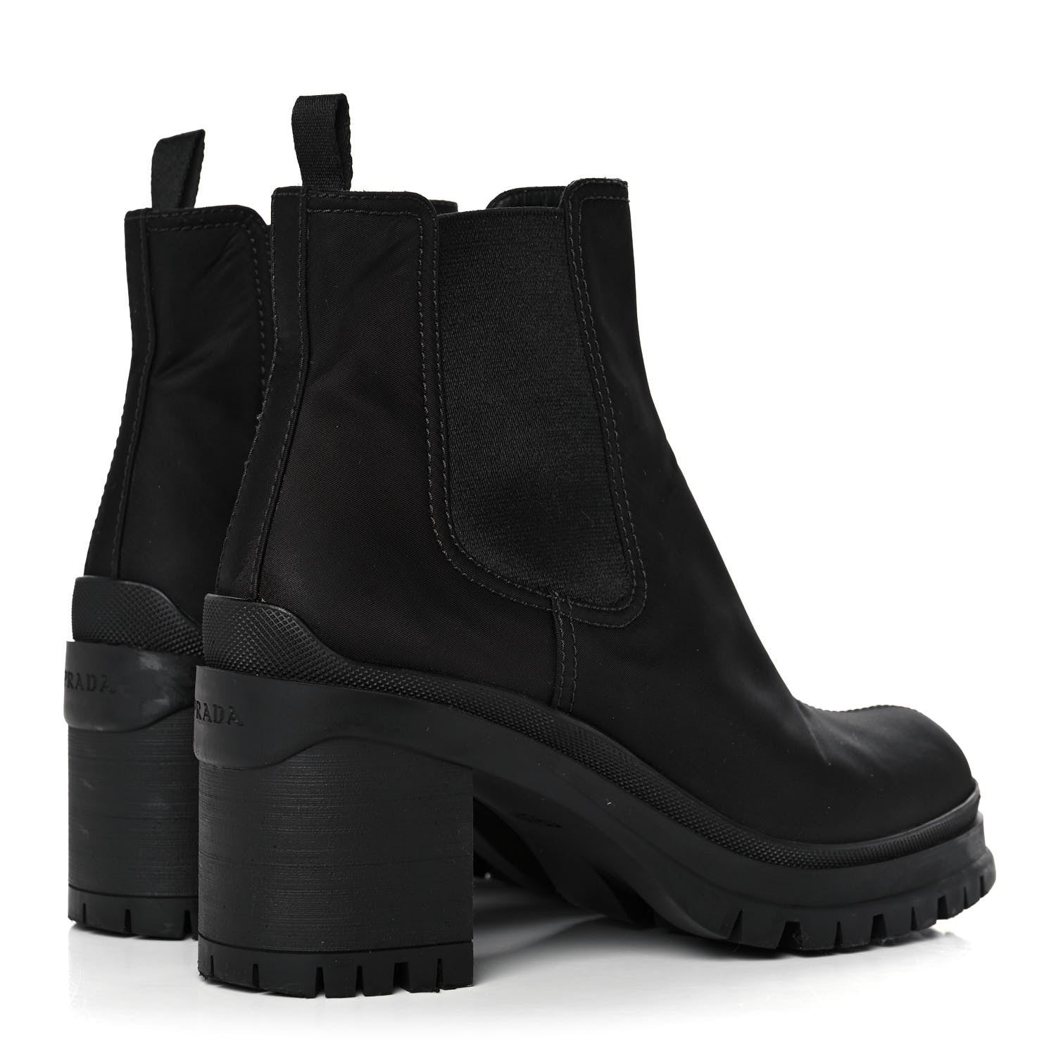 Prada Nylon Lug Sole Chelsea 55mm Boots 39 Black 4 of 12
