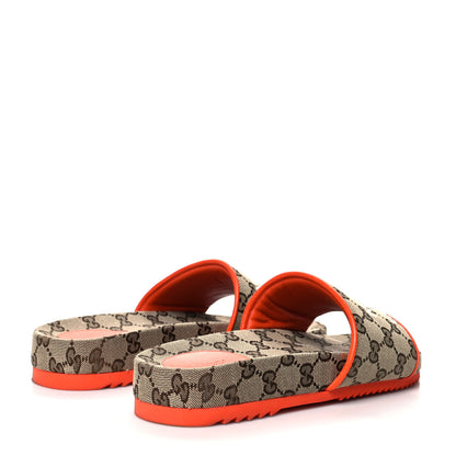 Gucci X NORTH FACE Canvas GG Monogram Womens Slide Sandals 39 Beige Mystic White Deep Orange 4 of 8