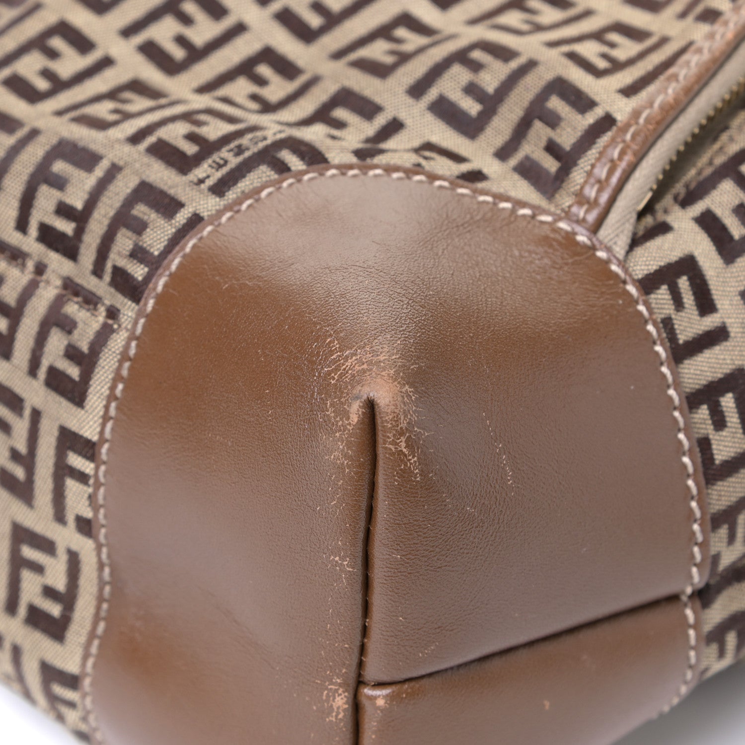 Fendi Zucchino Cuoio Chef Shopping Tote Mogano Panna Fango 9 of 17