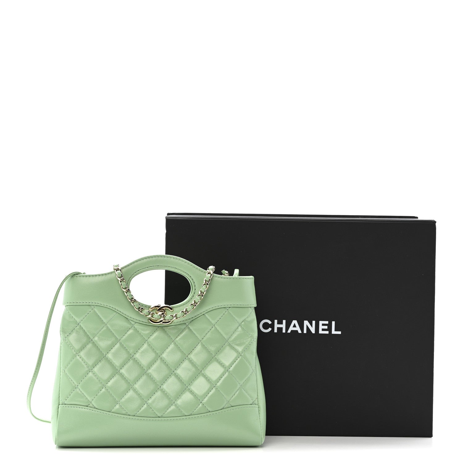 Chanel Shiny Lambskin Quilted Mini 31 Shopping Bag Light Green 14 of 14