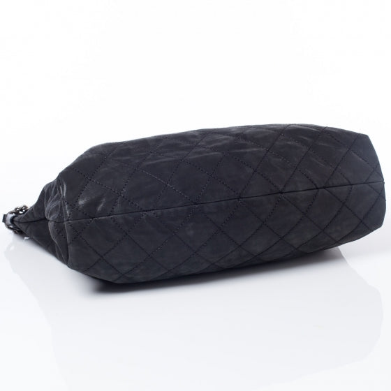 Iridescent Calfskin Coco Daily Hobo Black