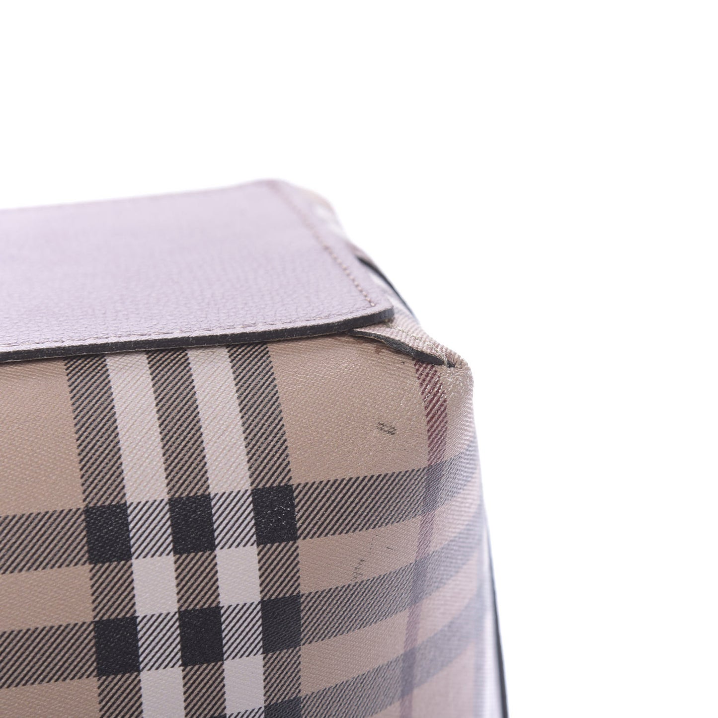 Grainy Calfskin Haymarket Check Medium Reversible Tote Dusty Pink