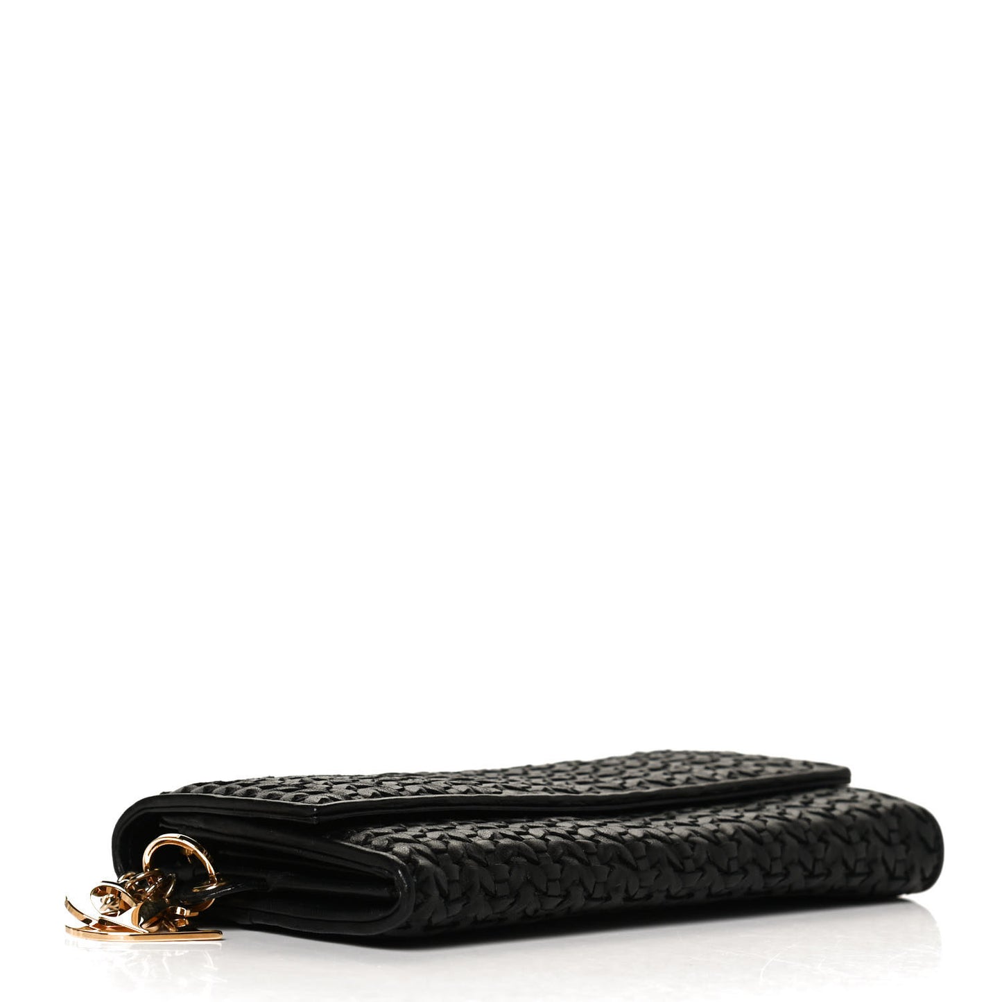 Woven Lady Dior Rendezvous Wallet On Chain Black
