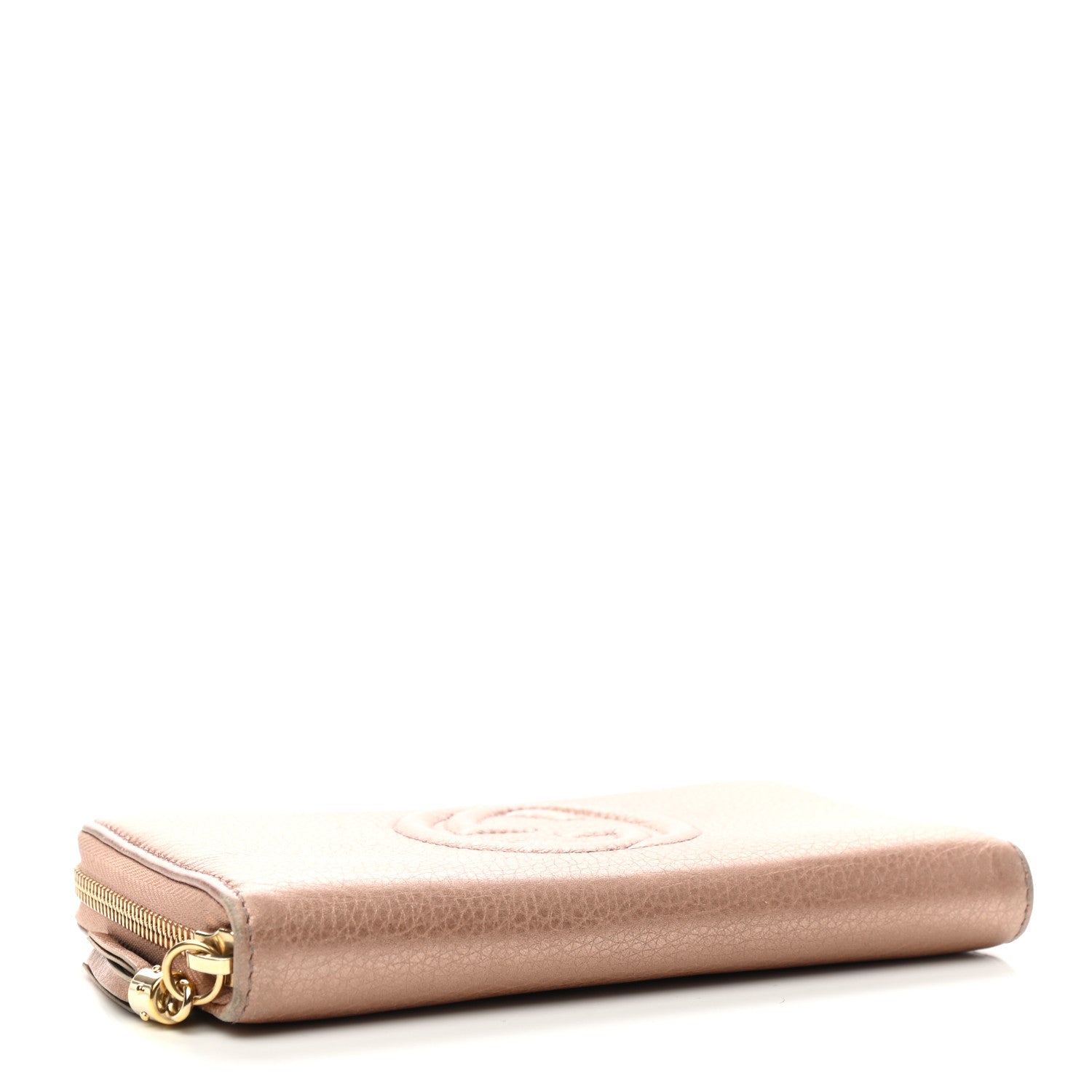 Gucci Metallic Pebbled Calfskin Soho Zip Around Wallet Pink 4 of 6