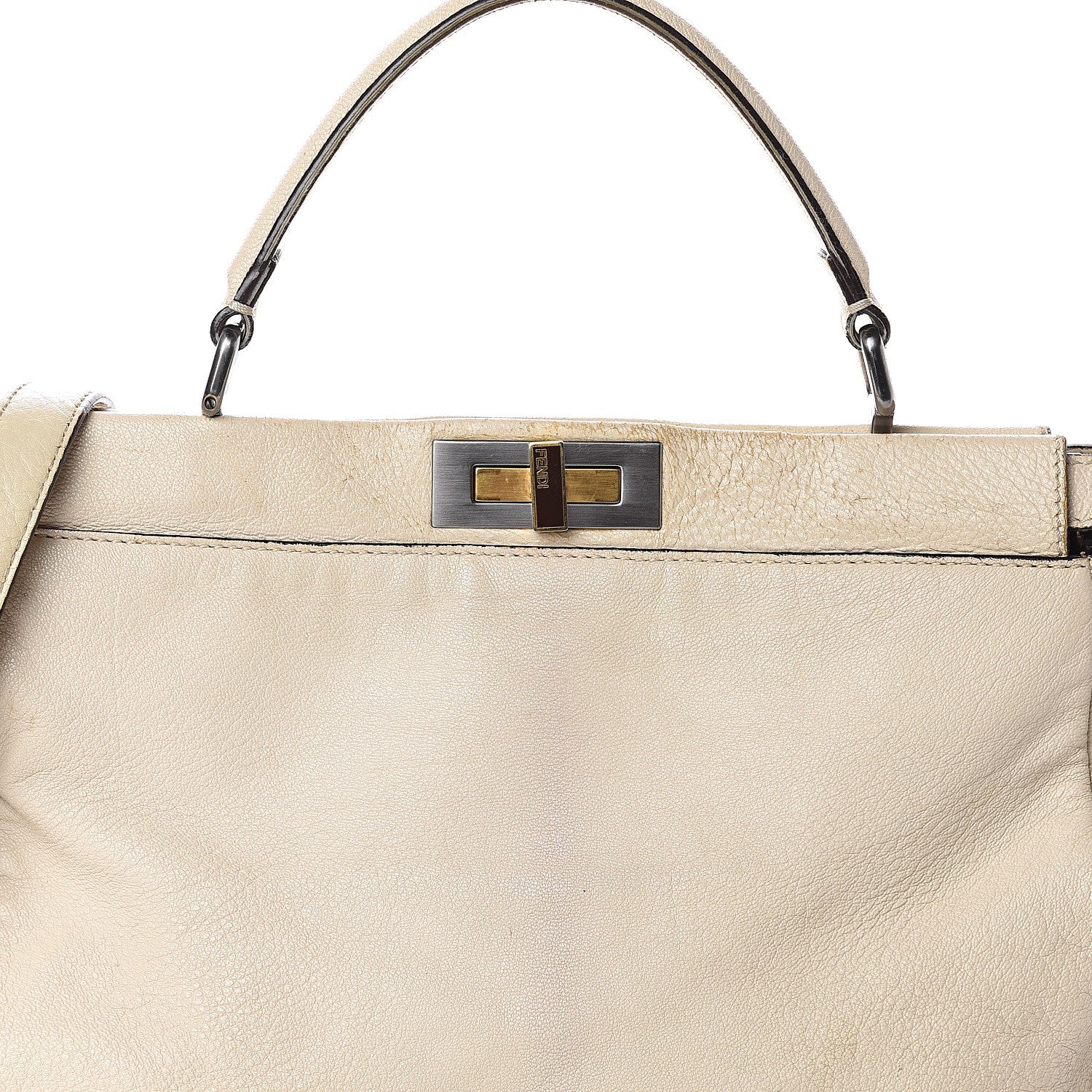 Fendi Goatskin Zucca Large Peekaboo Iconic Satchel Latte Tobacco Moro 6 of 8