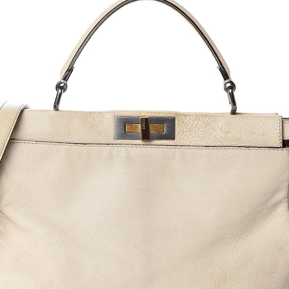 Fendi Goatskin Zucca Large Peekaboo Iconic Satchel Latte Tobacco Moro 6 of 8