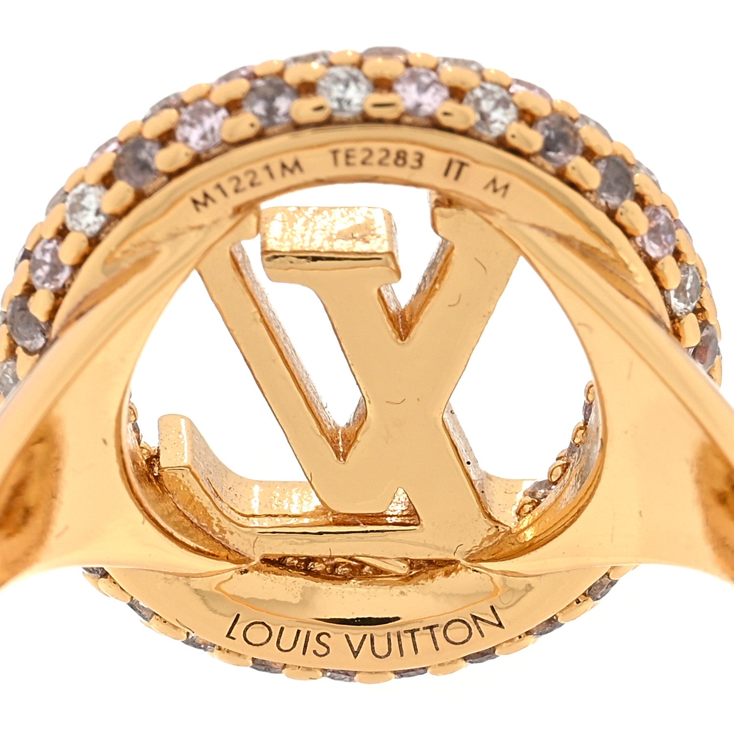 Louis Vuitton Metal Crystal Louise Tresor Ring M Gold 1415561