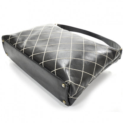 Chanel Leather Diamond Stitch Surpique Shoulder Bag Black 4 of 10