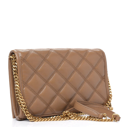 Saint Laurent Lambskin Diamond Quilted Becky Chain Wallet Gold Sand 1 of 5