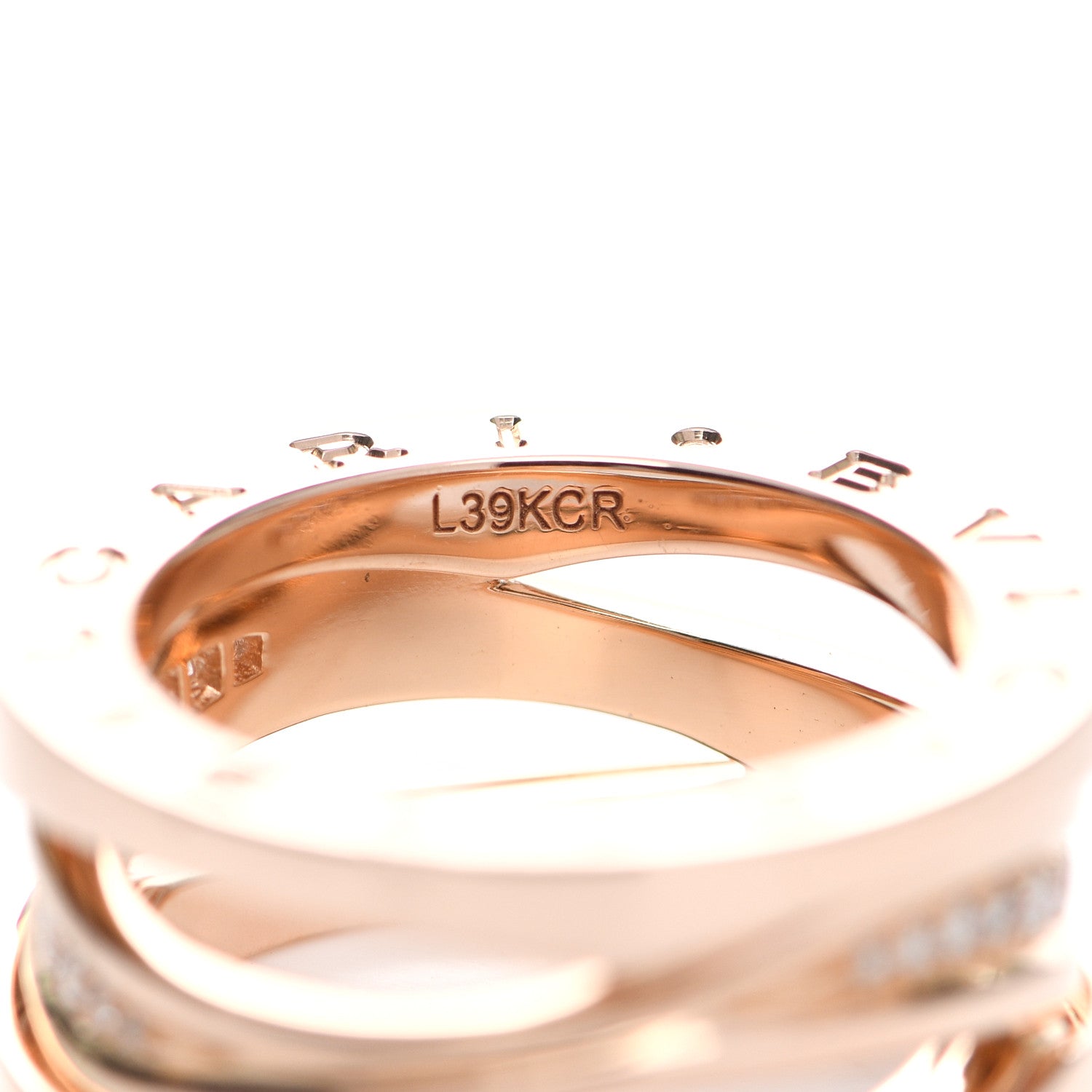 Bulgari 18K Rose Gold Diamond Pave B.Zero1 Legend Ring 49 4.75 6 of 9