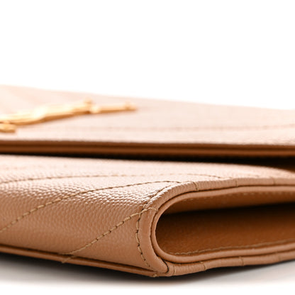 Saint Laurent Grain De Poudre Matelasse Chevron Monogram Envelope Clutch Natural Dark 10 of 12