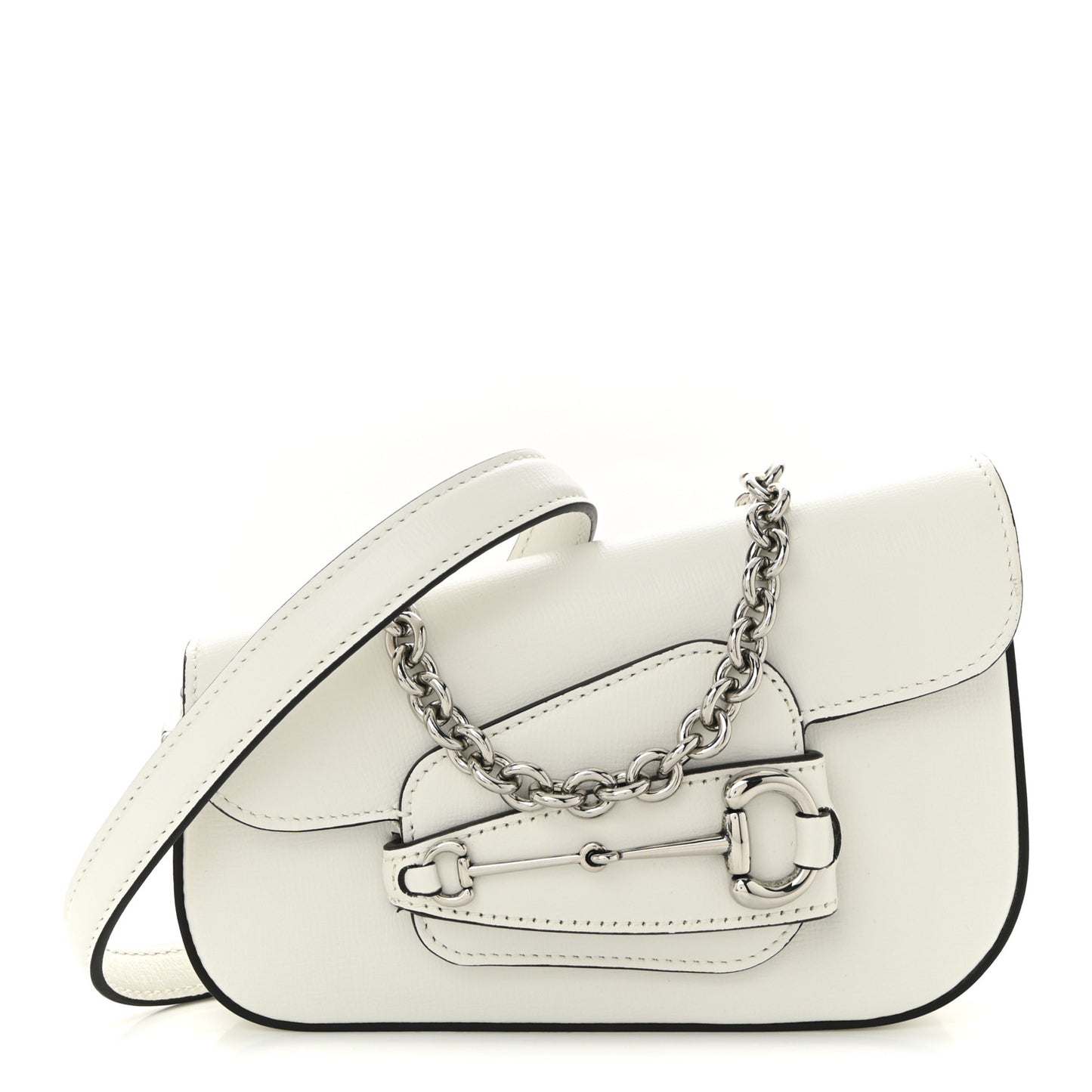Calfskin Mini Horsebit 1955 Asymmetric Shoulder Bag Great White