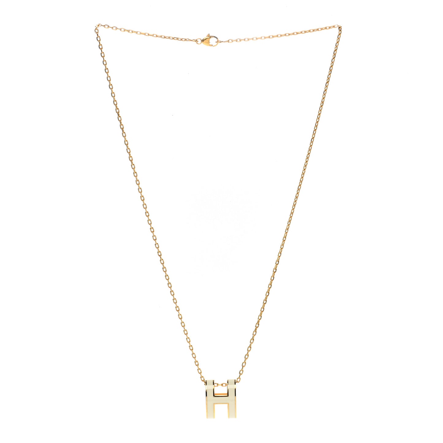 Lacquered Gold Mini Pop H Pendant Necklace White