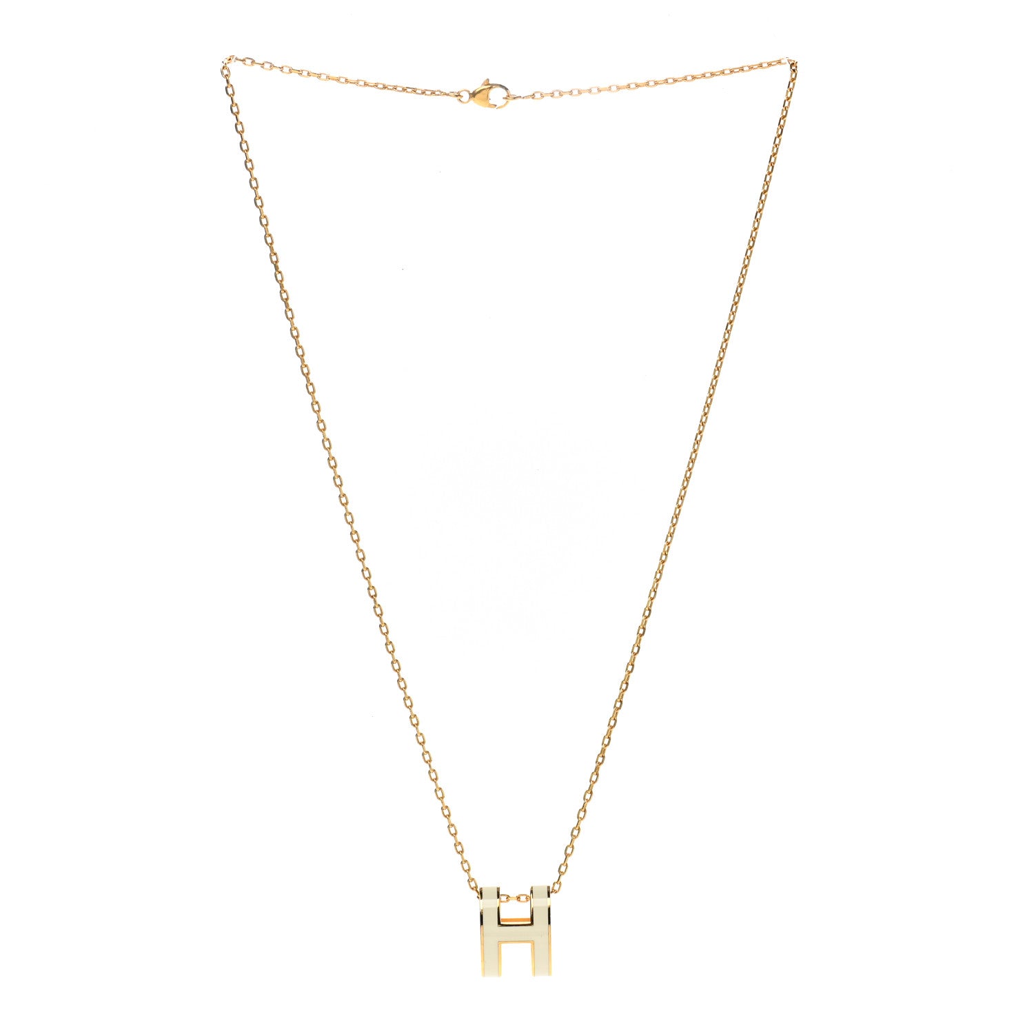 Hermes Lacquered Gold Mini Pop H Pendant Necklace White 3 of 5