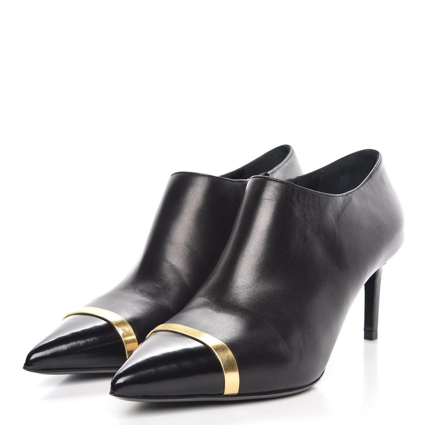 Nappa Cap Toe Ankle Boots 38.5 Black