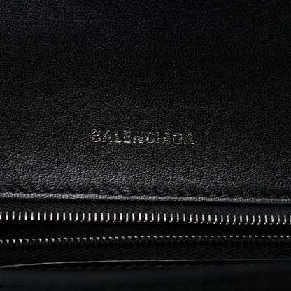 Balenciaga Shiny Calfskin Monochrome Crocodile Embossed Small Hourglass Top Handle Bag Black 6 of 12
