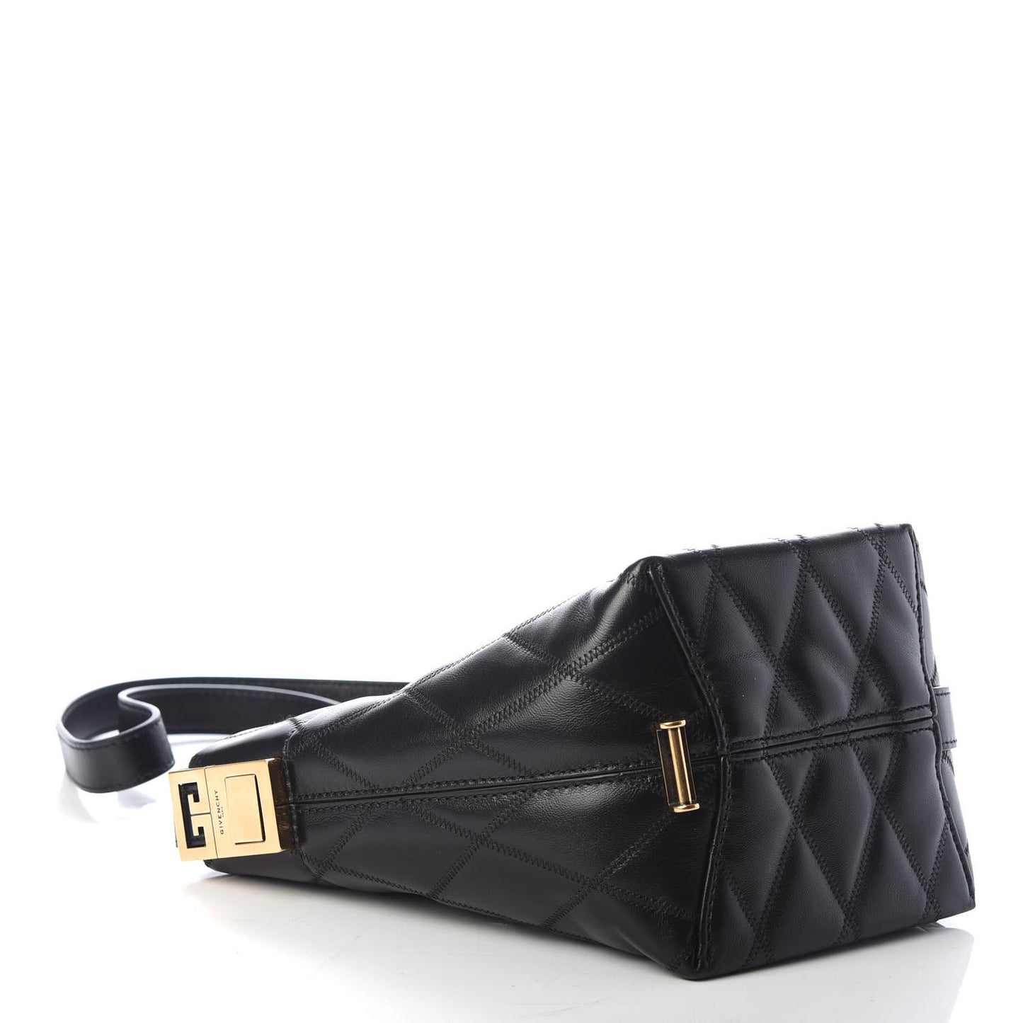 Lambskin Quilted Mini GV Bucket Bag Black
