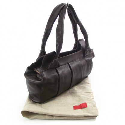 Valentino Garavani Leather Pleated Satchel Brown 3 of 8
