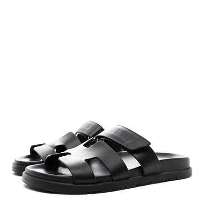 Hermes Calfskin Womens Chypre Sandals 38 Black 3 of 11